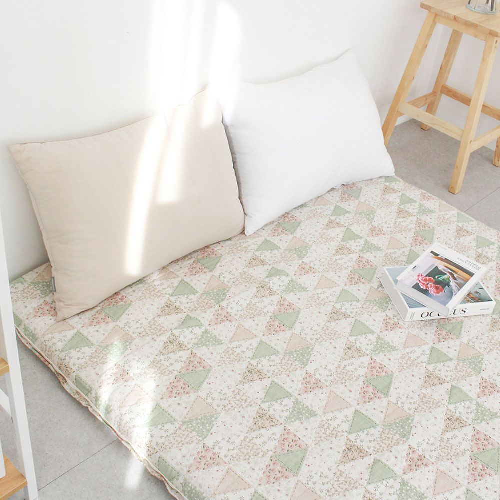 아르떼베딩 바닥에까는 미끄럼방지 누빔 요매트(요커버+솜매트) 프렌치 베이지 싱글 5cm