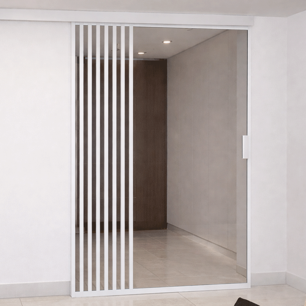 아파트 현관 중문 원슬라이딩 부분간살 중문 도어 (도장제품)