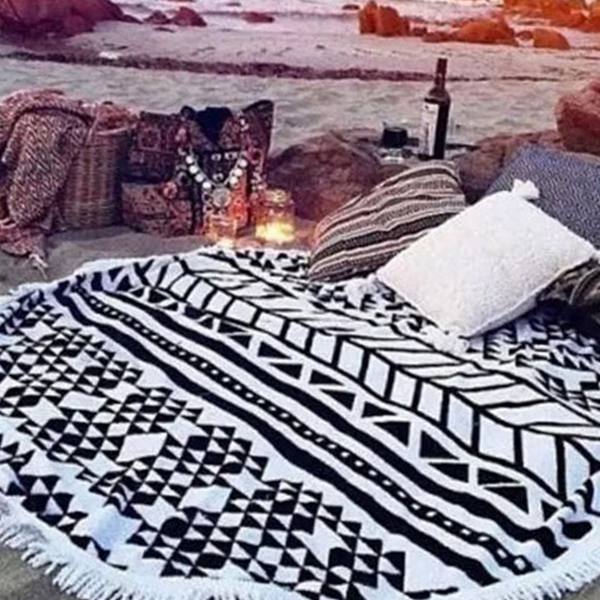 극세사 원형 비치 타월 해변용 대형 해변 타월 물놀이 여름