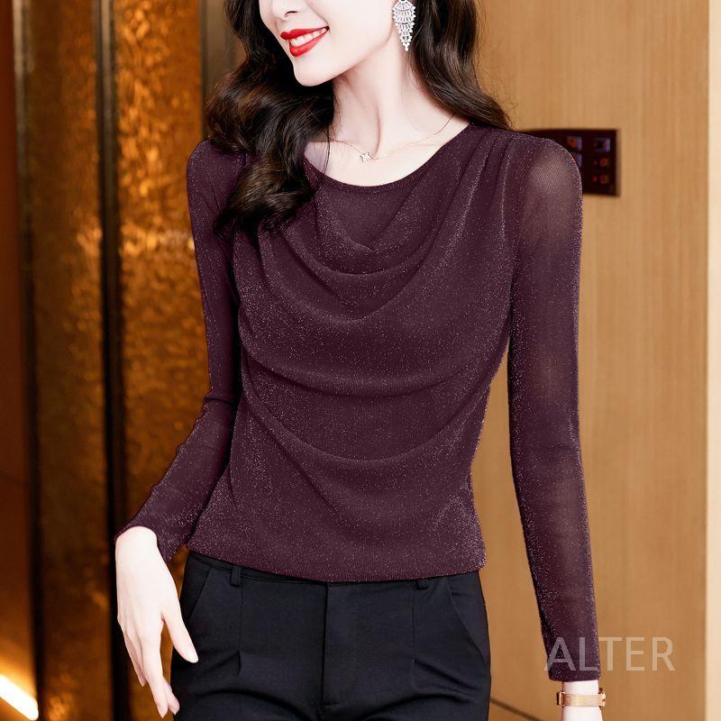 여성 긴팔 라인댄스복 댄스 상의 스포츠 에어로빅 라틴 - 상세 이미지 2