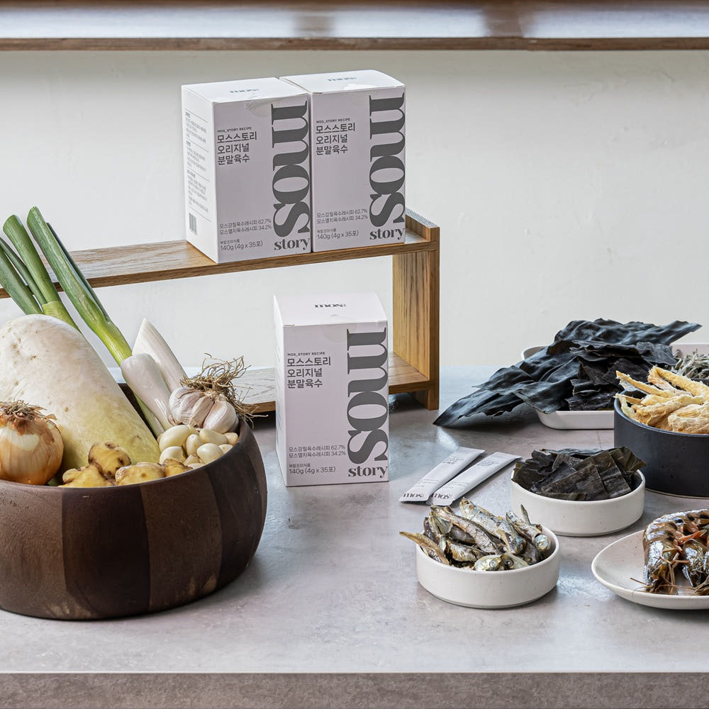 모스스토리 분말육수 140g 코인육수보다 편한 가루 멸치 다시마 조미료 합성첨가물 0% 제품 이미지
