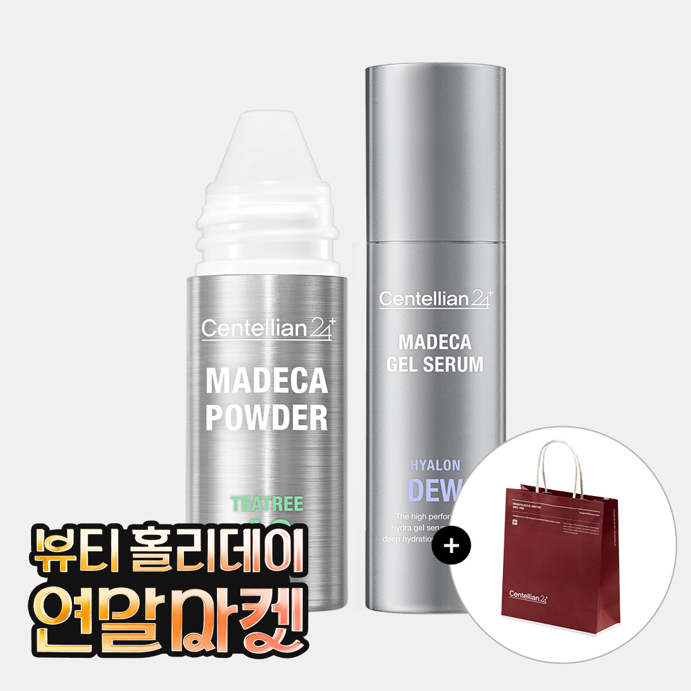 [기획구성] 동국제약 센텔리안24 마데카 분말 티트리 에이씨 AC 6g + 마데카 겔 세럼 히알론 듀 30ml +쇼핑백/ 모공 피지조절 트러블 진정에 도움 스팟케어 파우더 - 상품 이미지