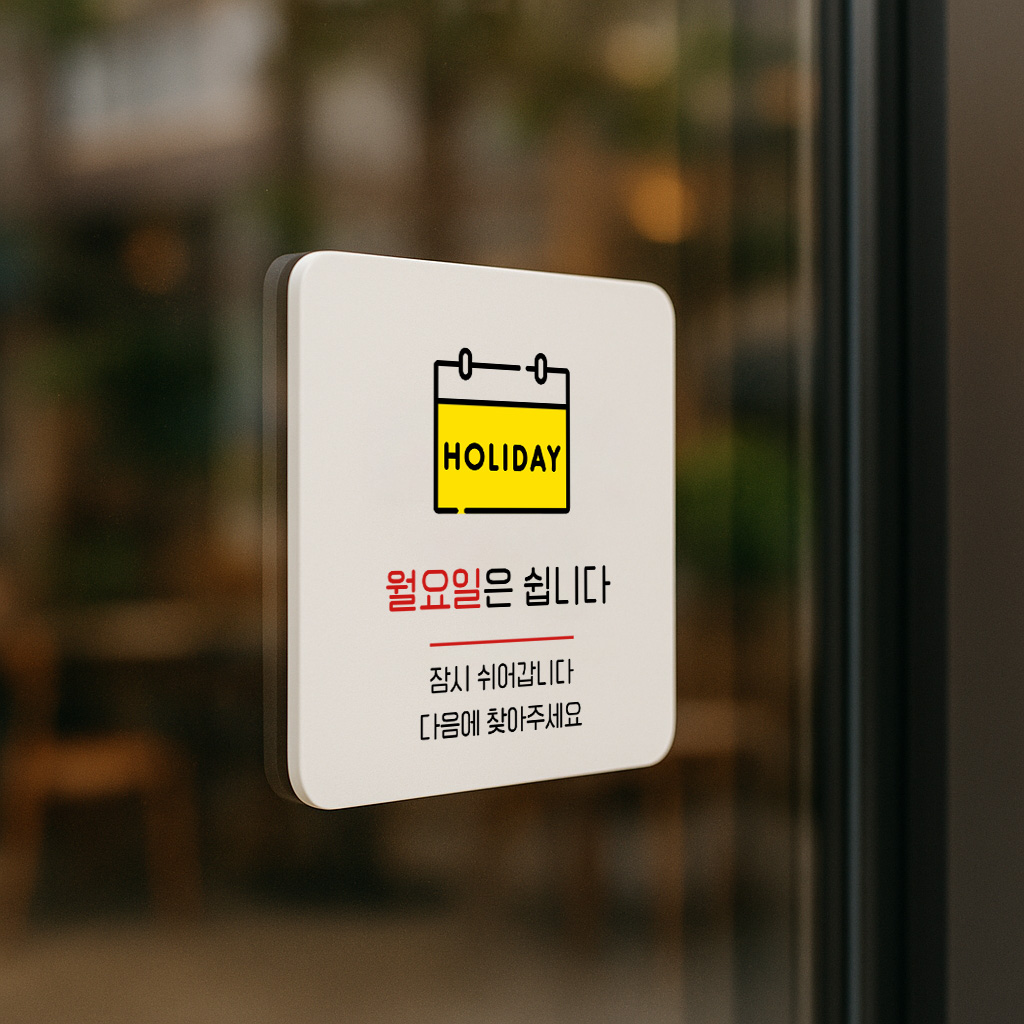 정기 휴무 월요일은 쉽니다 표지판 안내판 074 100x100 - 상세 이미지 2