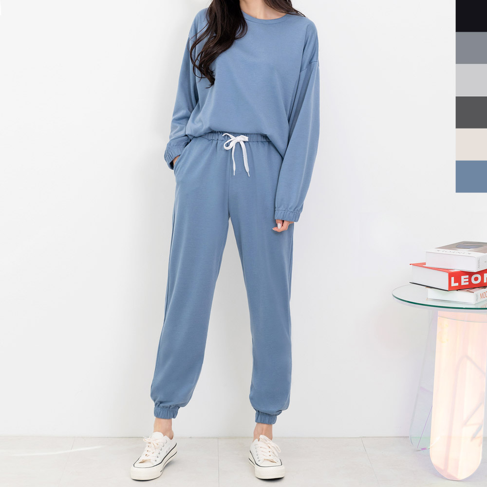GQQ M780_M880 여자밴드맨투맨조거세트 - 메인 이미지