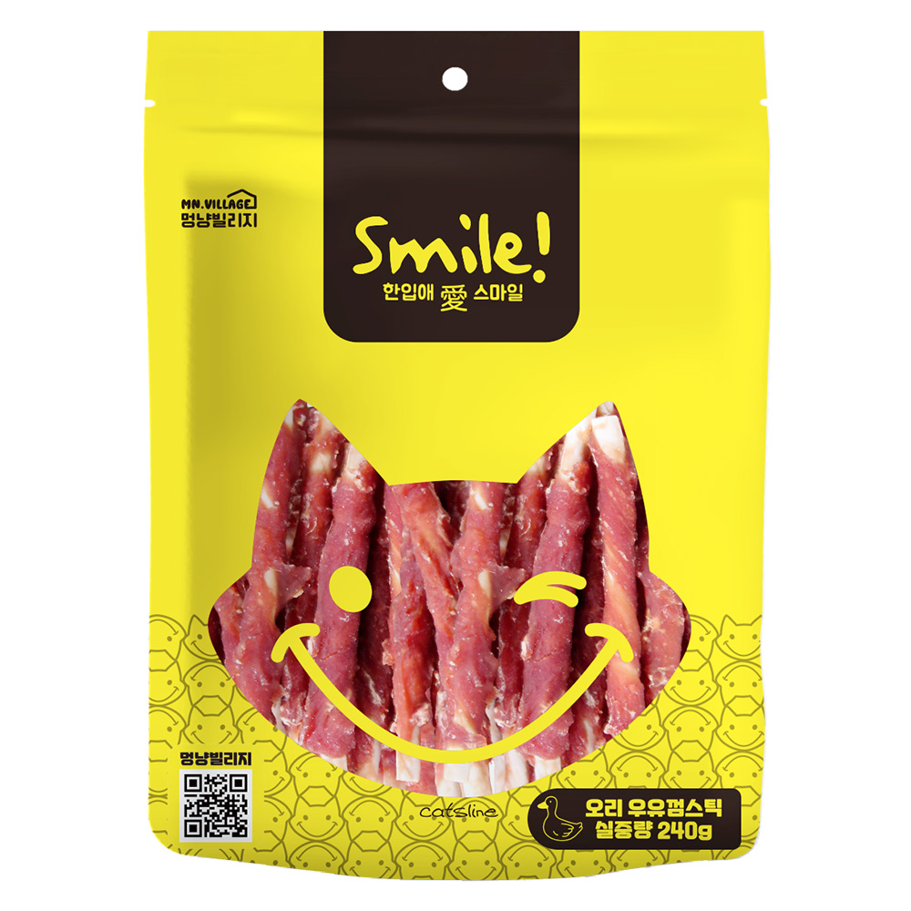 스마일 소가죽 우유껌 강아지 덴탈츄 강아지 오래츄 오리 스틱, 240g, 1개 - 상세 이미지 2