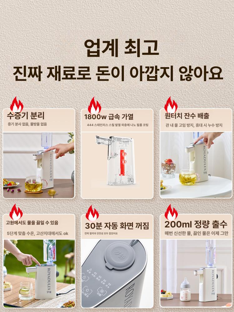생수병 미니 정수기 라면물 분유 원룸 기숙사 여행용 휴대용 탁상용 사무실 화이트 본체+물병어댑터+호스 - 상세 이미지 4