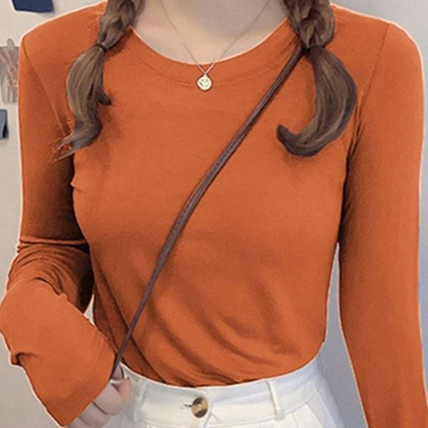 데 여성 긴 팔 티셔츠 무지티 여자 긴 팔 티셔츠 - 상품 이미지