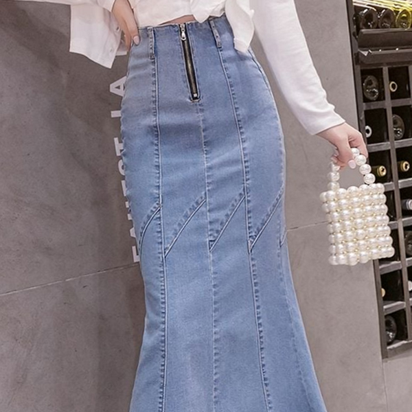 슬림 여성 청치마 머메이드 여자 데님 스커트 데 여름 - 상품 이미지