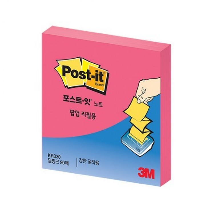 포스트잇팝업리필용강한점착용노트 KR-330 딥핑크 3M - 상품 이미지