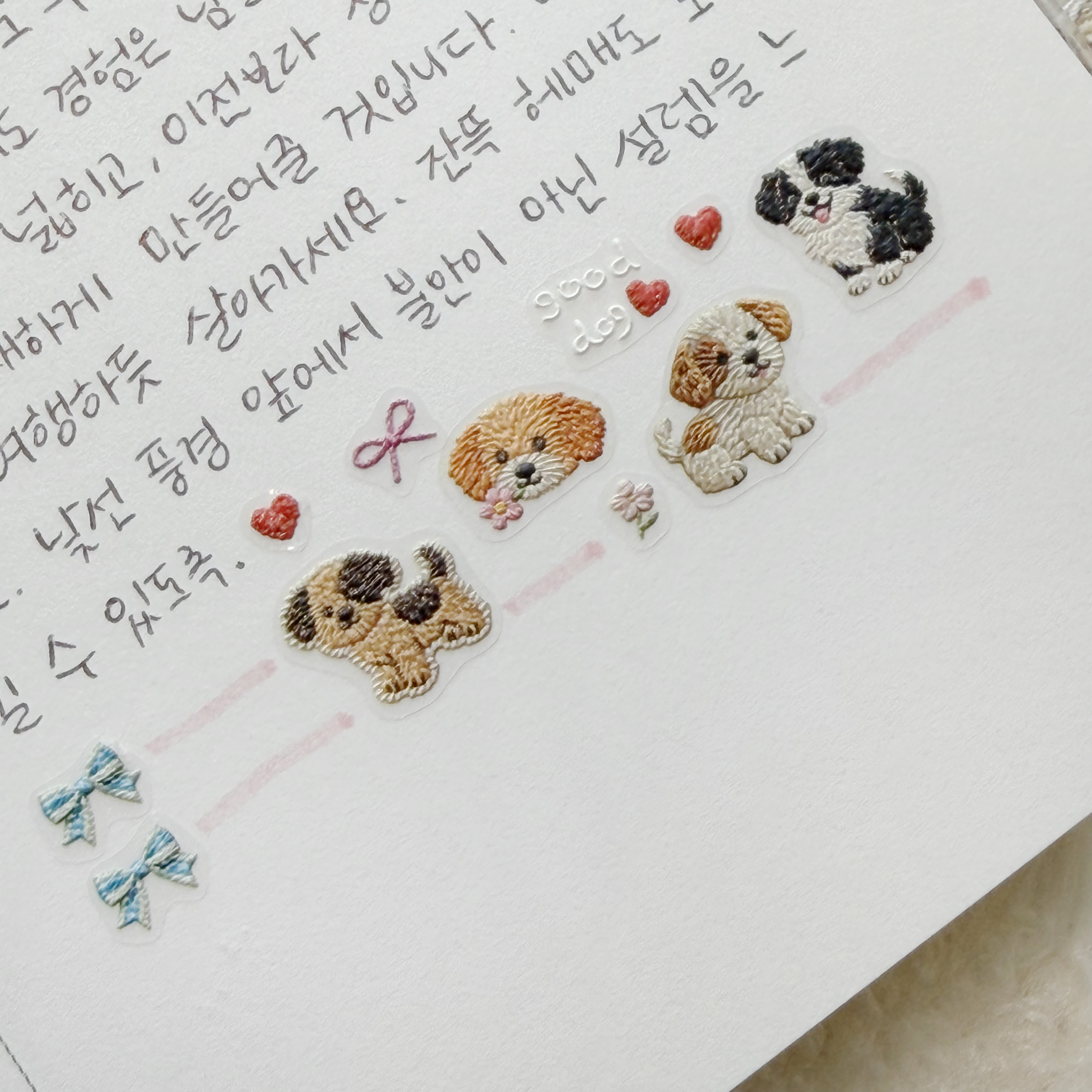 빈티지 퍼피 강아지 자수 다꾸 스티커 다이어리꾸미기 (to5178) (H-12b) - 상세 이미지 5