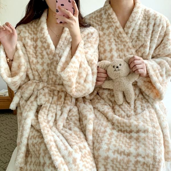 여성 수면 로브 극세사 남성 가운 커플 HH-S14 극세사수면가운 남성가운 커플가운 여성가 - 상품 이미지