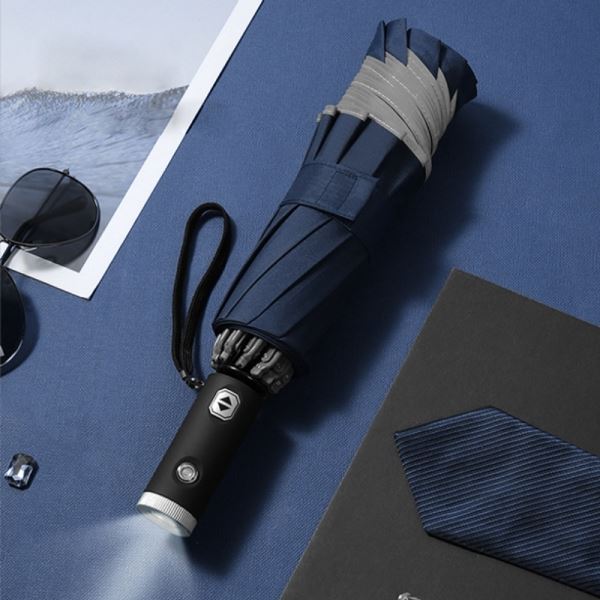 거꾸로 장마우산 완전자동 LED 블루 접이식 우산 - 상품 이미지