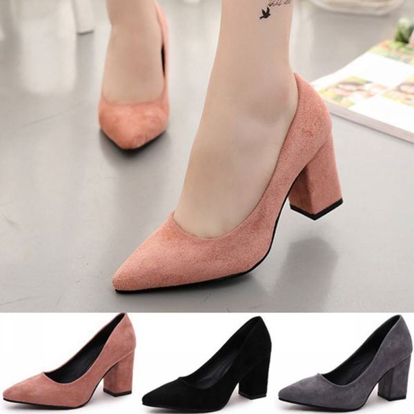 8.0cm 스웨이드 펌프스 하이힐 여성구두 P206 통굽 - 메인 이미지