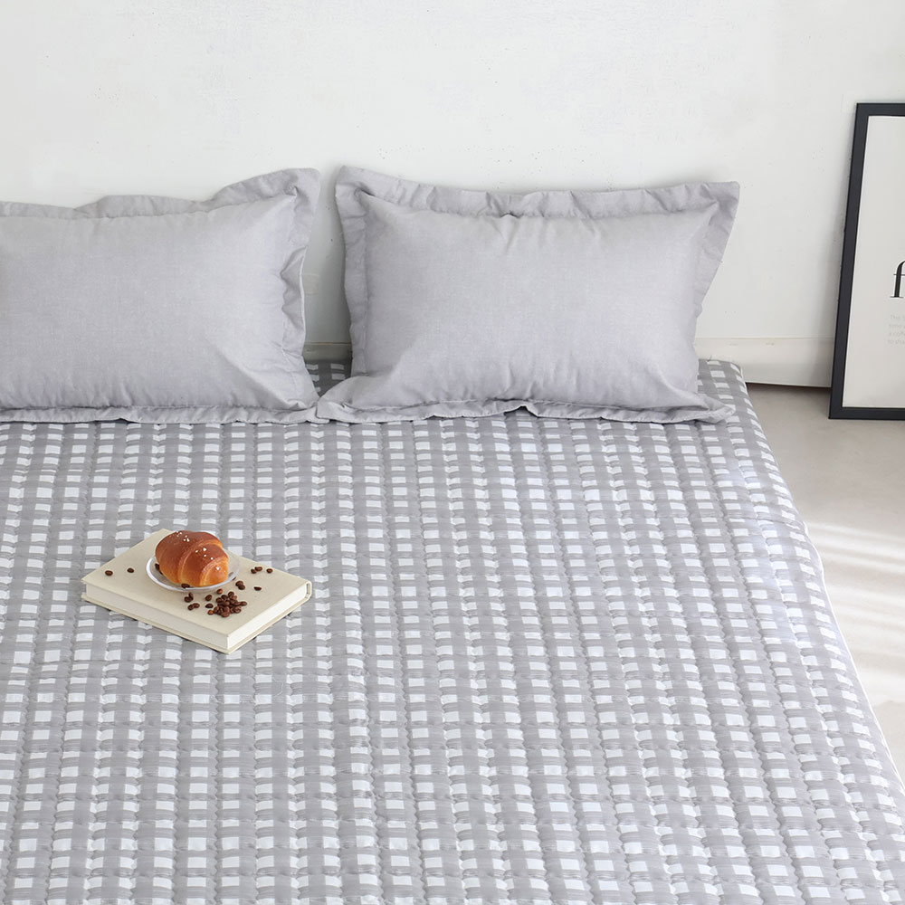 아르떼베딩 체크 요매트 (요커버+솜매트) 바닥에까는 미끄럼방지 누빔 5cm