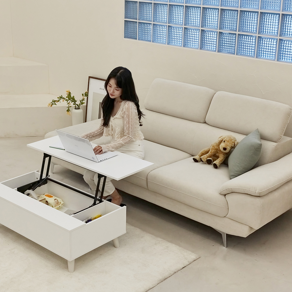 몬스터 플러스 아쿠아텍스 이지클린 거실 푹신한 신혼부부 넓은 패브릭 소파 스툴 Event, 오트밀베이지, 좌형_3인용