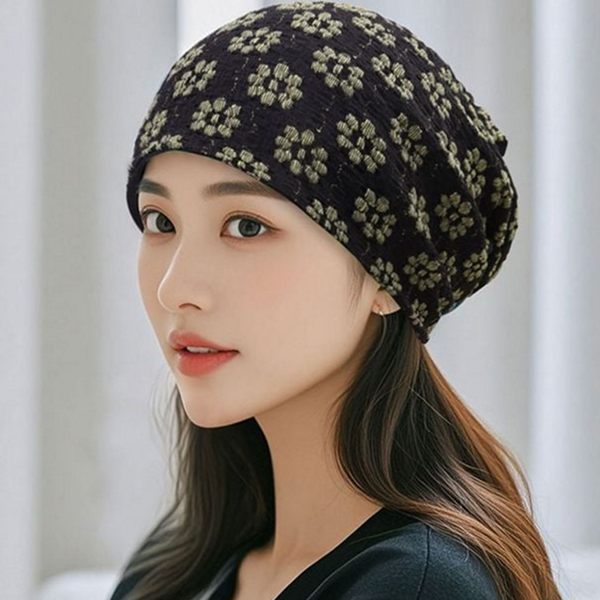 루즈핏 여성 두건 모자 데 꽃무늬 비니 모자 항암 사계절 - 메인 이미지