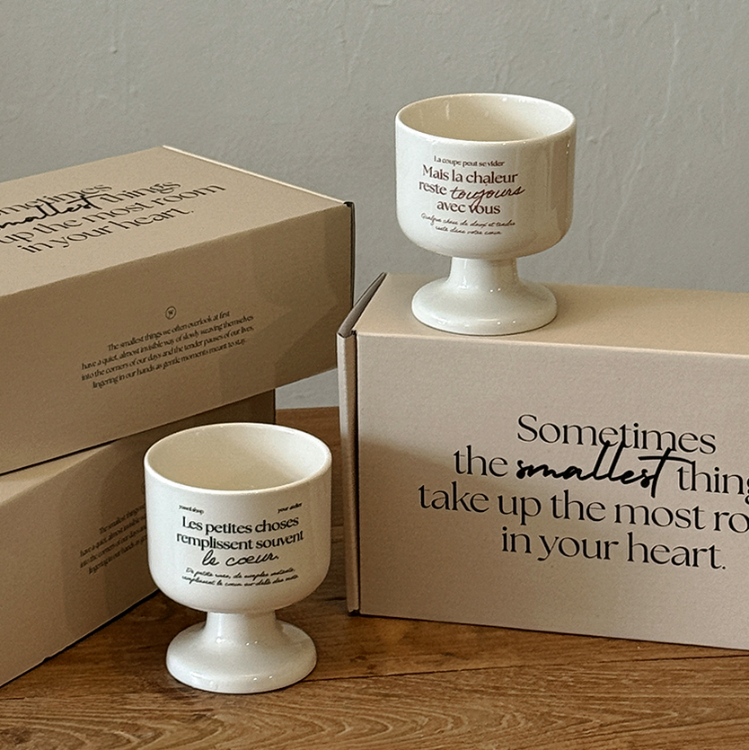 유월가게 모망 세라믹 레터링 고블렛잔 2p 선물 세트 집들이 선물 와인잔