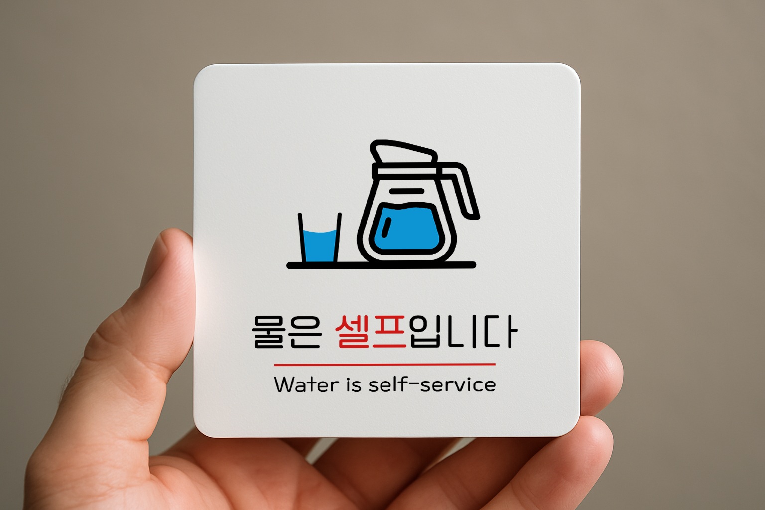 물은 셀프 표지판 안내판 표찰 안내 066 100x100 - 상품 이미지