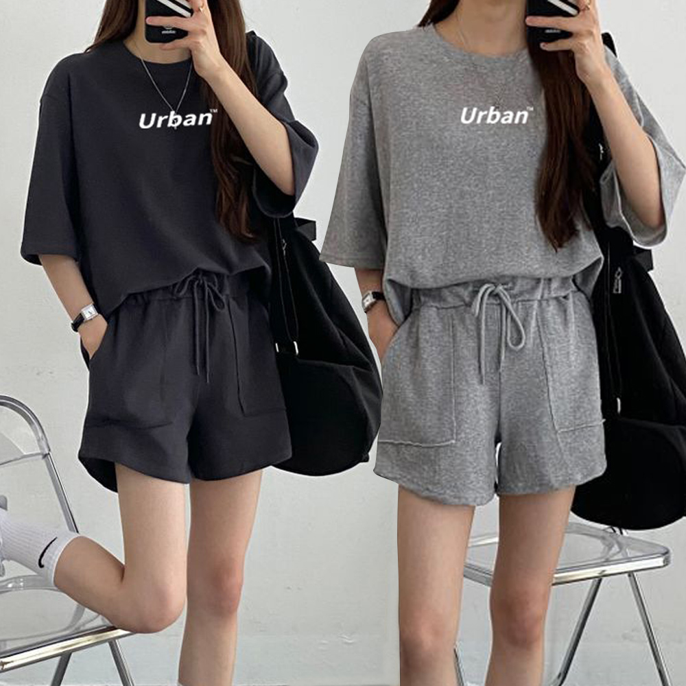 여성 반팔 반바지 트레이닝 상하의 세트 URK-313 - 상세 이미지 2
