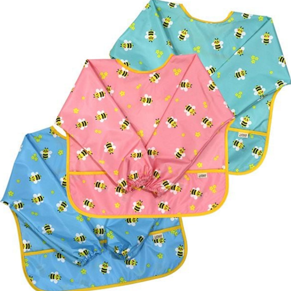 놀이 동 미술가운 식사 동 방수 앞치마 긴팔 꿀벌