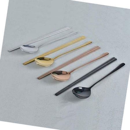 신혼부부식기 수저 숟가락 젓가락 티타늄 2인 실버 세트