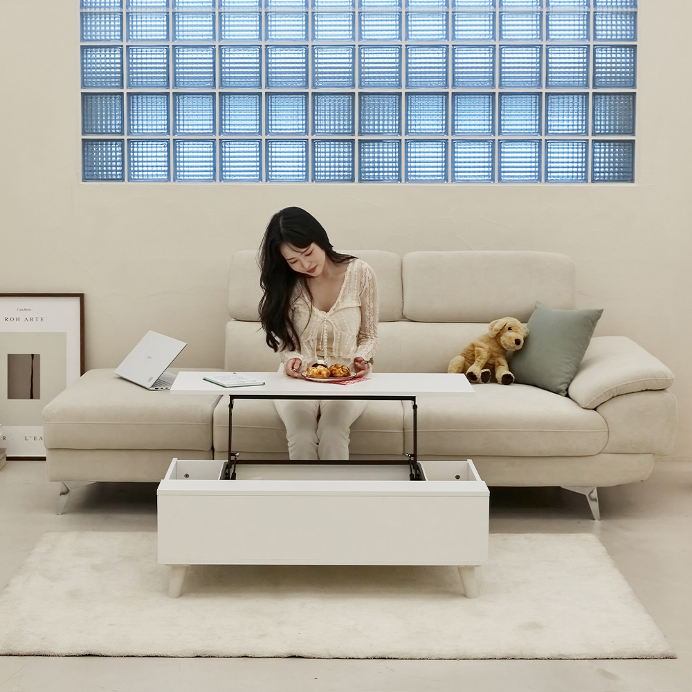 몬스터 플러스 아쿠아텍스 이지클린 거실 푹신한 신혼부부 넓은 패브릭 소파 스툴 Event, 오트밀베이지, 좌형_3인용