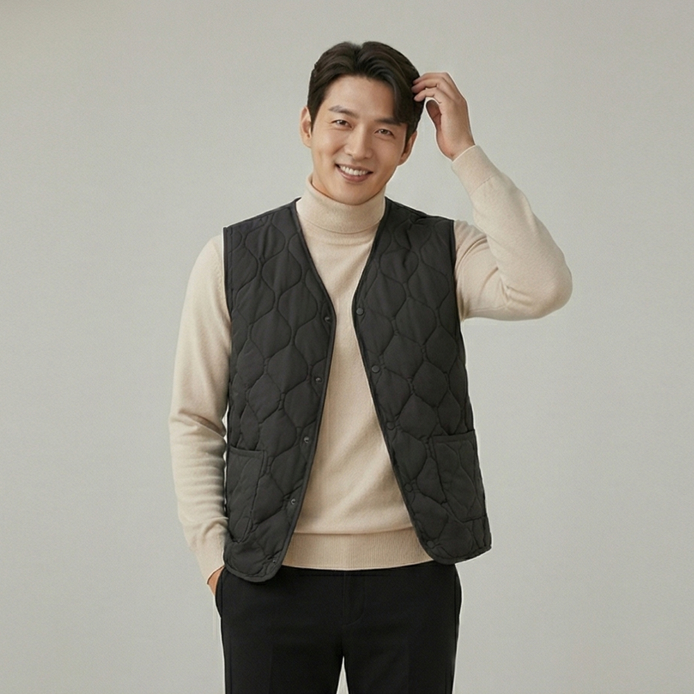 비엠 1+1 남성 겨울 융기모 털 조끼 신사 정장 이너 양털조끼 아빠 할아버지 선물 - 상세 이미지 5