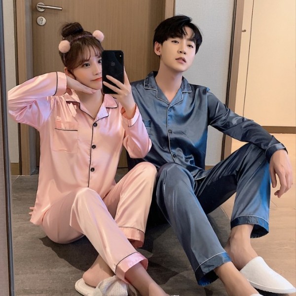 세트 잠옷 바지 커플 신혼부부 실크 커플잠옷세트 커플실크잠옷 커플잠옷 신혼부부커플잠옷 - 상품 이미지