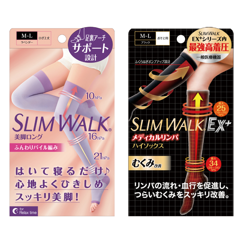 슬림워크 야간용 슈퍼롱 수면 압박스타킹+메디컬 압박니삭스 SET - 상품 이미지