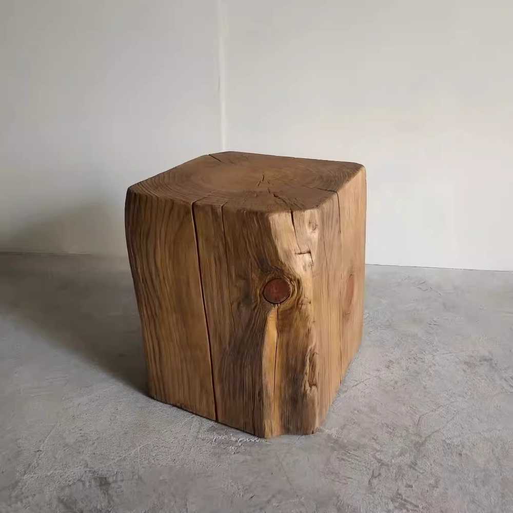 통나무의자 스툴체어 통원목 협탁 카페 야외의자 촬영 25x25x30cm 빈티지 - 상세 이미지 4