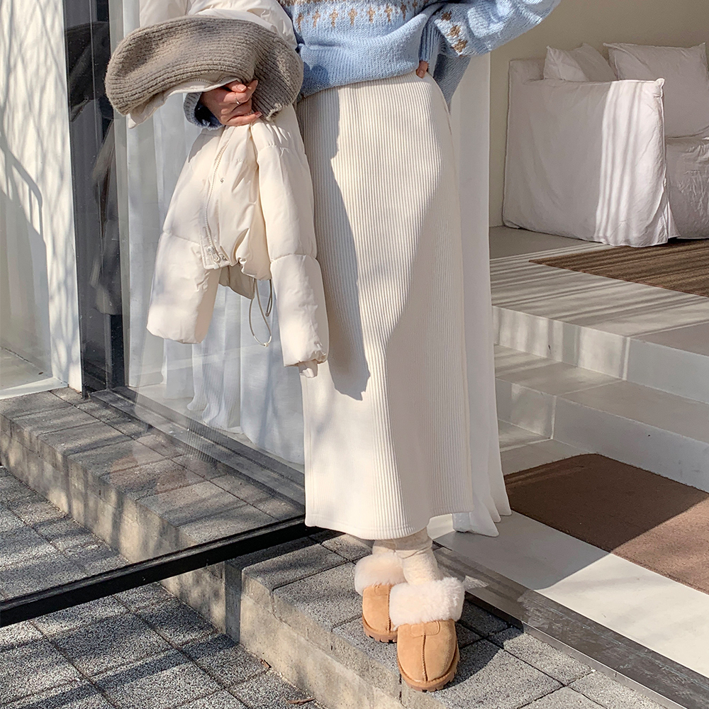 [자체제작] 겨울 노라 맥시 기모 코듀로이 롱 스커트 SK157 제품 이미지