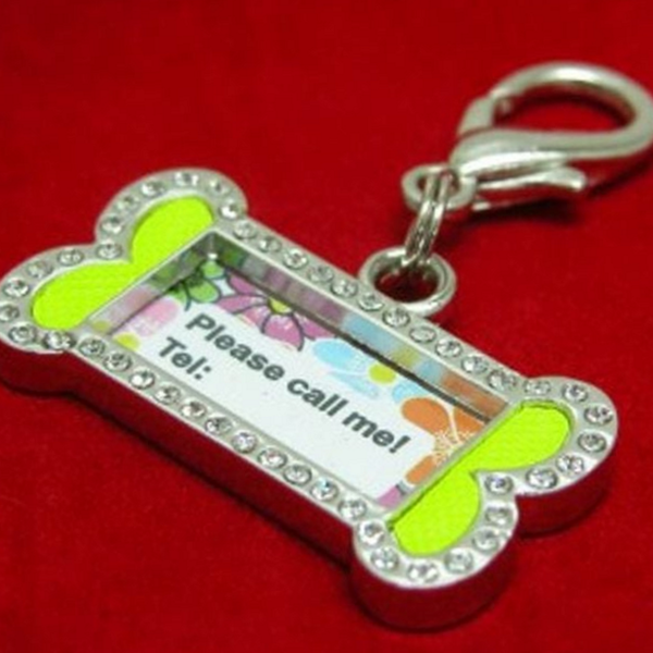 큐빅 강아지 인식표 팬던트 강아지 이름표 뼈다귀 산책 목걸이