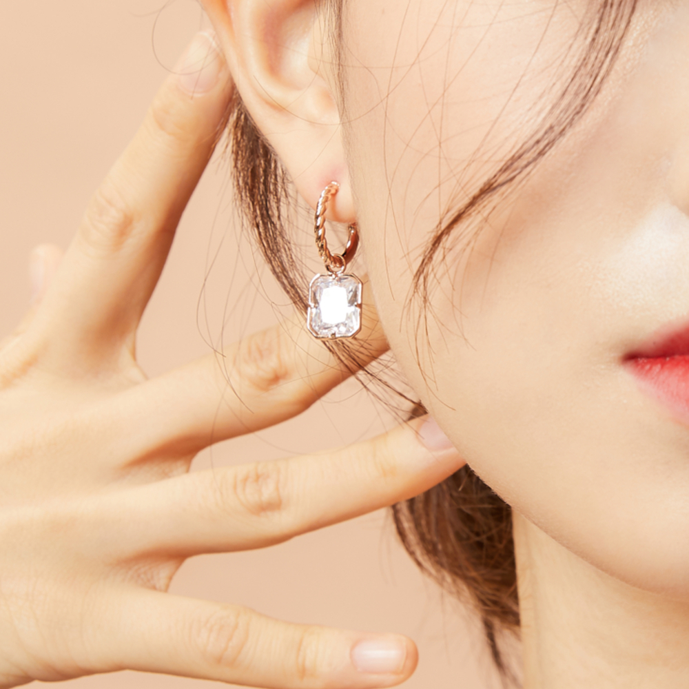 모노그래프 스터드 여성 주얼리 캐주얼 패션 큐빅 펜던트 데일리 핀 귀걸이 애니스톤 이미지 6