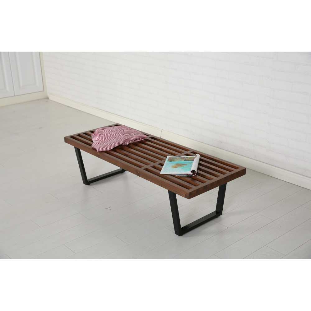 사우나 평상 의자 휴식용 원목 벤치 실내용 탈의실 월넛 152cm - 상품 이미지
