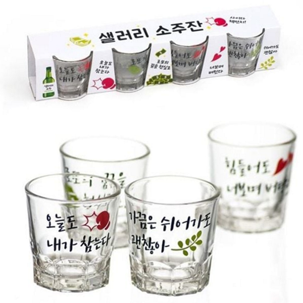 가정용 유리 소주 잔 캐릭터 소주 잔 세트 술컵 홈술 - 메인 이미지