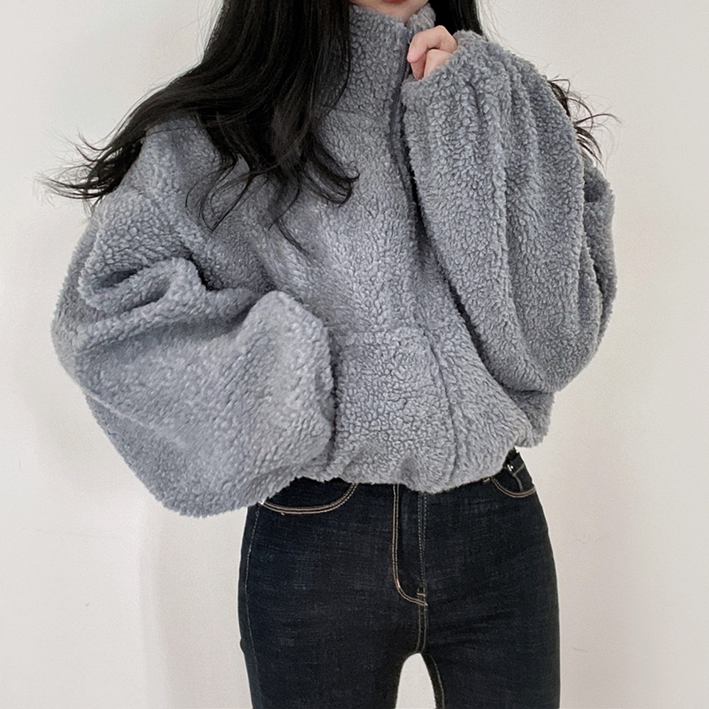 DA-1004961 자켓 데일리 하이넥 크롭 뽀글이 - 상세 이미지 2