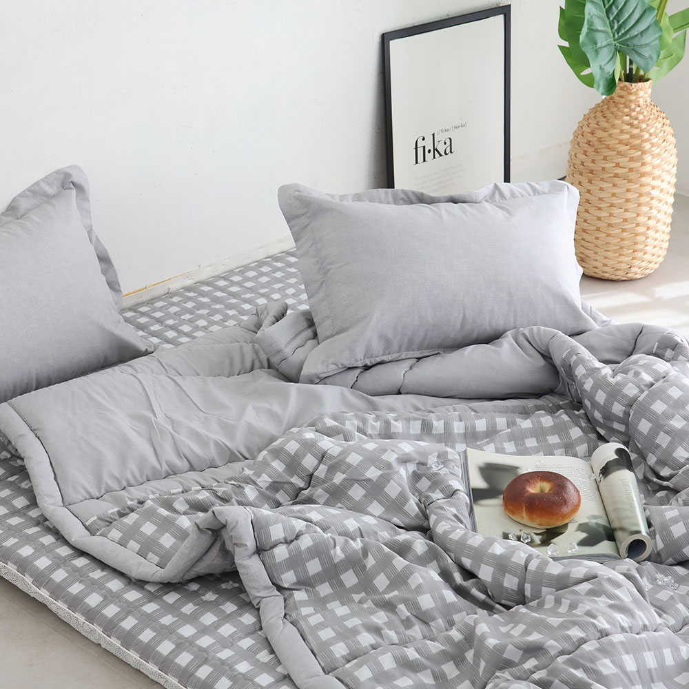 아르떼베딩 체크 요매트 (요커버+솜매트) 바닥에까는 미끄럼방지 누빔 5cm