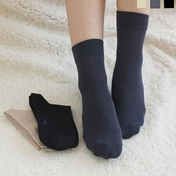 편안한 여성 중목 양말 베이직 면 중목 양말 무지 숙녀 - 상품 이미지