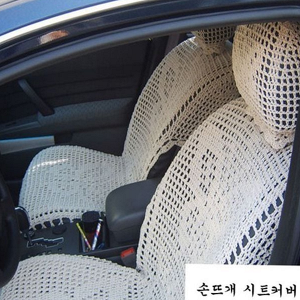 수공예 자동차 시트 커버 운전석 손뜨개 자동차 시트 쿠션 보호 - 상품 이미지