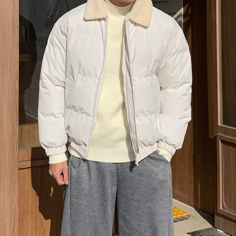남자 노로 오버핏 겨울 양털카라 크롭 경량 패딩 이미지 8