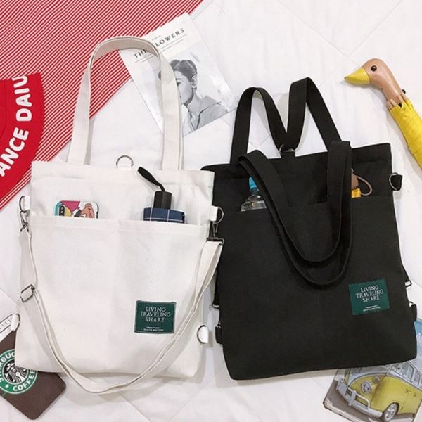 에코백 숄더백 겸용 캔버스 남여공용 크로스백 백팩 - 메인 이미지