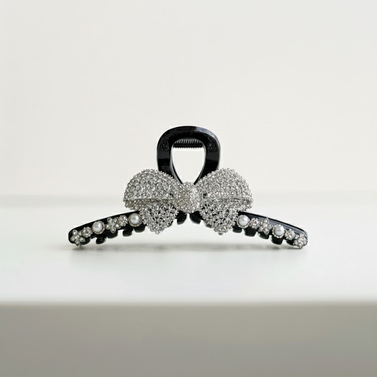 루드 클래식 크리스탈 리본 헤어집게핀 L25SSAC32