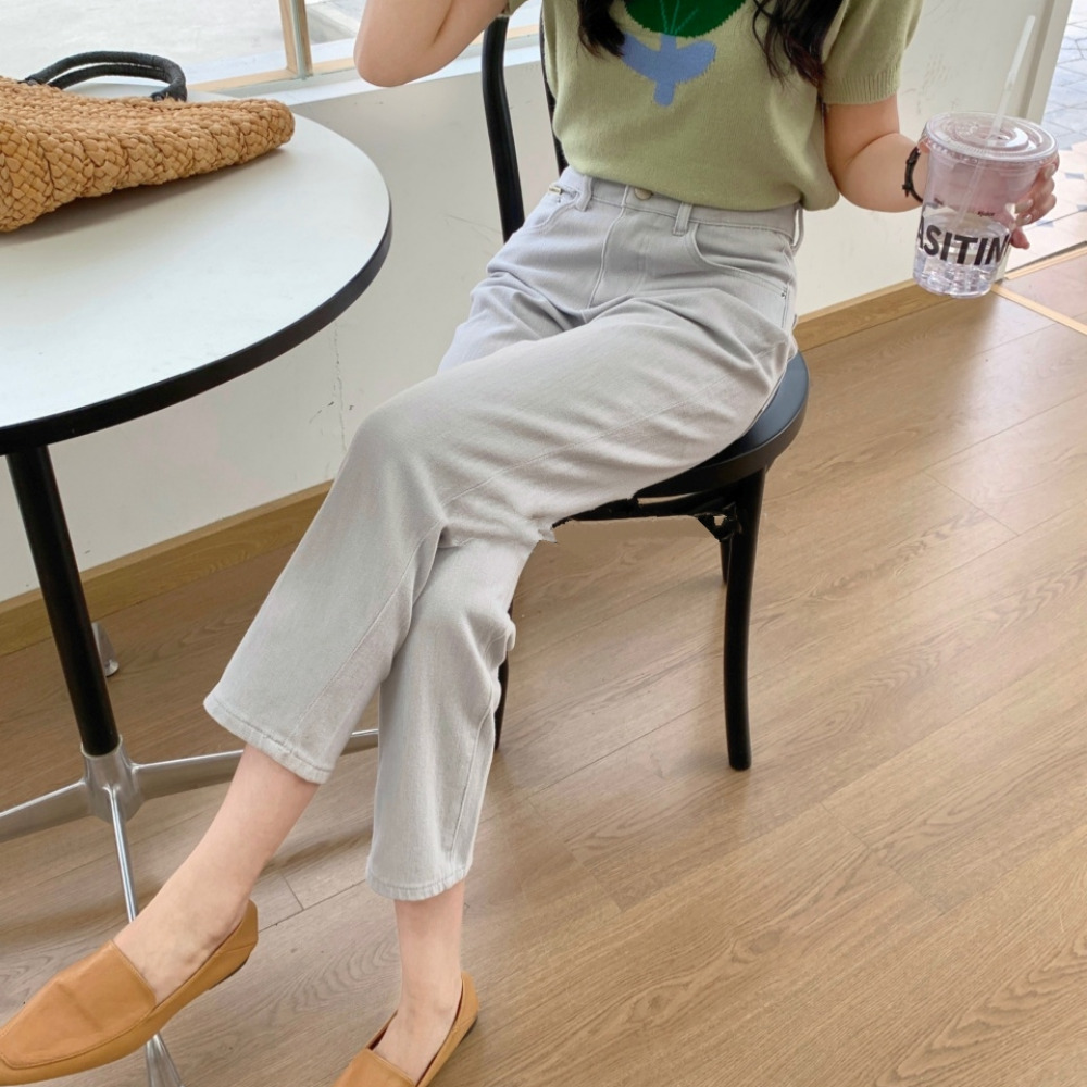 베이직 스판 9부 10부 청바지 데일리룩 오피스룩 데이트룩 사계절 바지 - 상품 이미지
