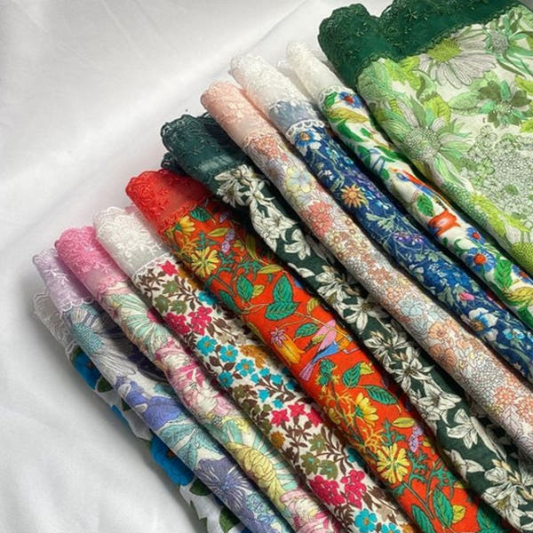 플라워 레이스 스카프 매너 면 스카프 목수건