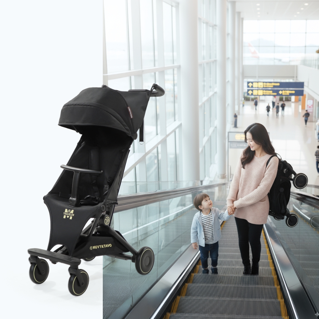[누비앤타보] NUVY 트래블러M 여행용 트라이크 초경량 기내반입형 폴딩 블랙