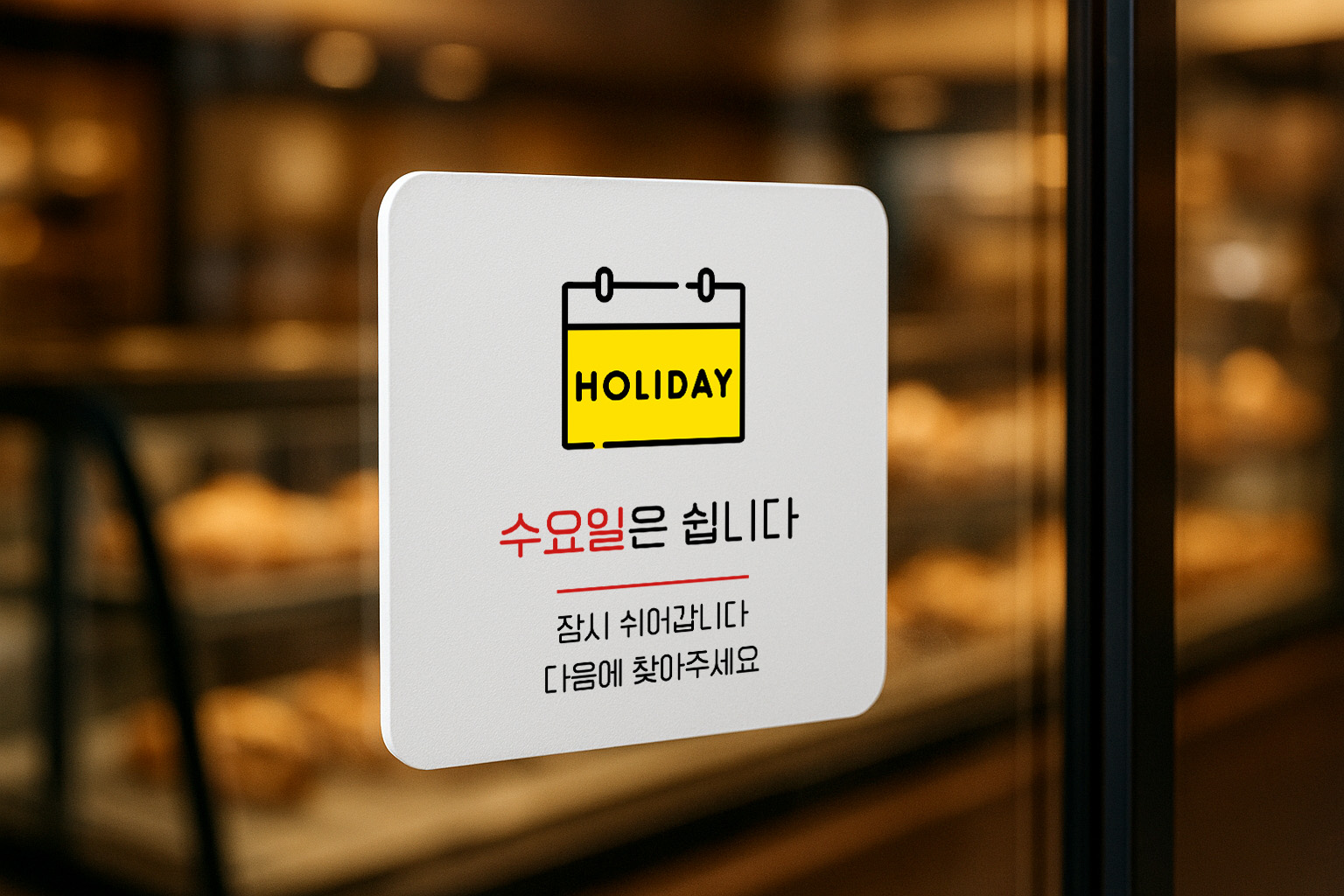 정기 휴무 수요일은 쉽니다 표지판 안내판 076 100x100 - 상세 이미지 2
