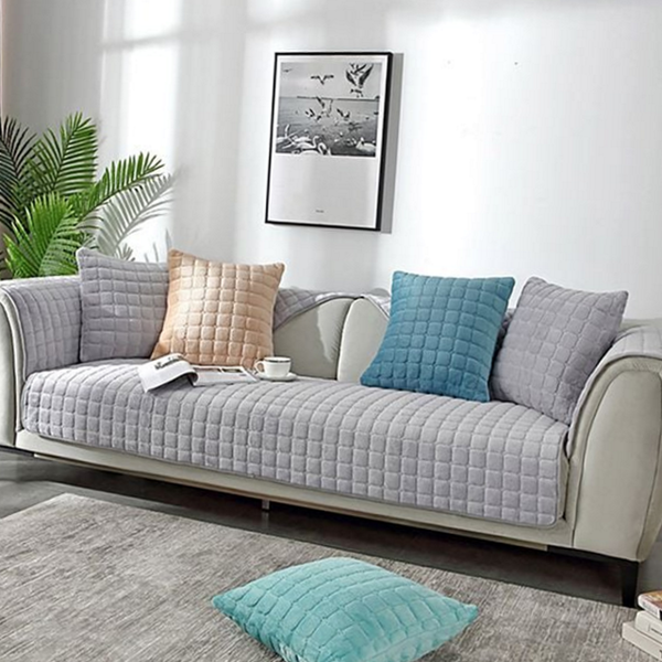 따뜻한 극세사 소파 패드 미끄럼 퀼팅 소파 패드 논슬립 겨울