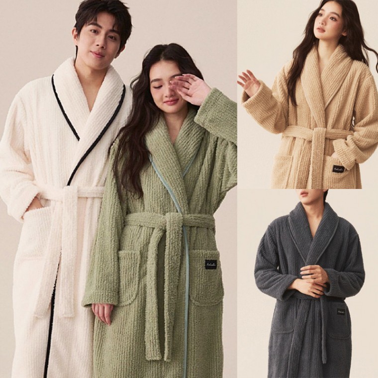 극세사 겨울 가운 샤워 골프 호텔 로브 커플 파자마 수면 잠옷 빅사이즈