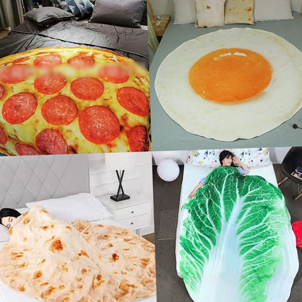 부드러운 음식 담요 플란넬 극세사 담요 캠핑 겨울 이불 원형 - 상품 이미지