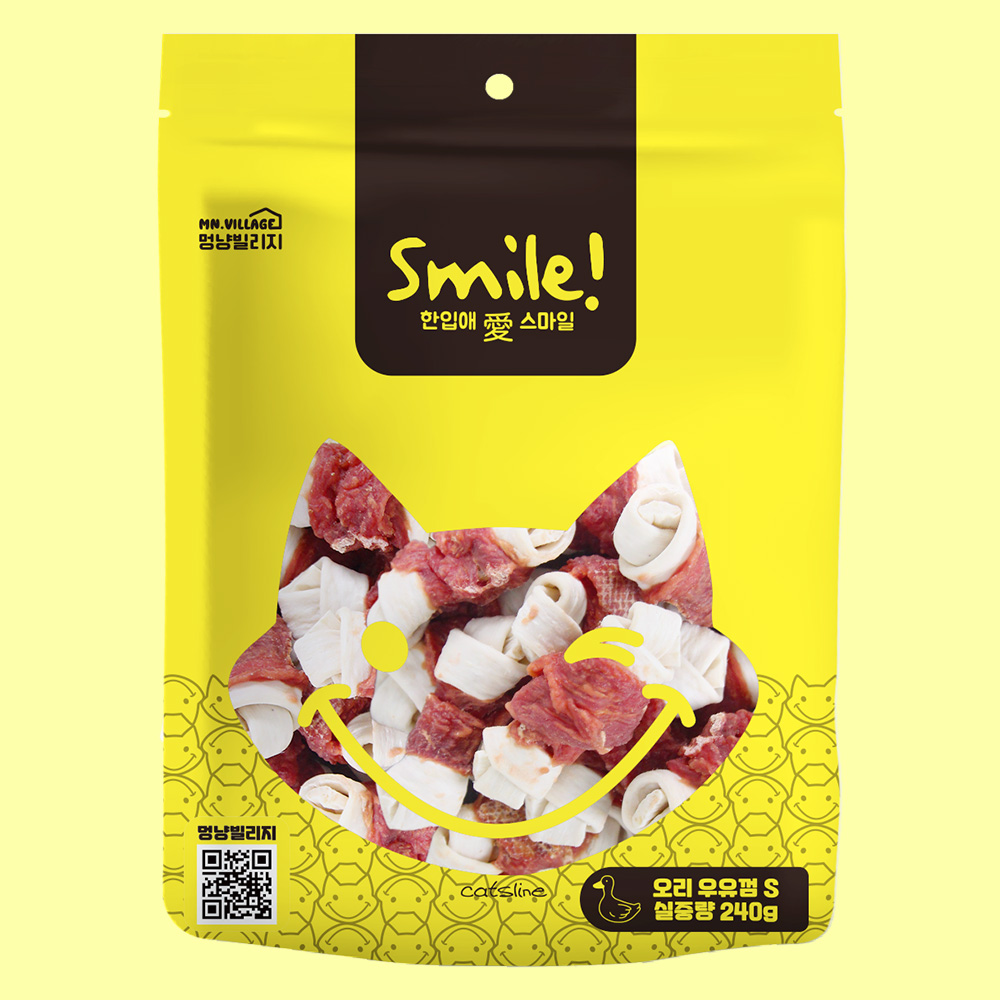 스마일 소가죽 우유껌 강아지 덴탈츄 강아지 오래츄 오리 껌, 240g, 1개 - 상품 이미지